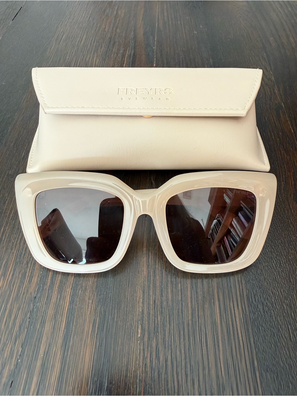 Freyrs Cream Oversized Square Sunglasses